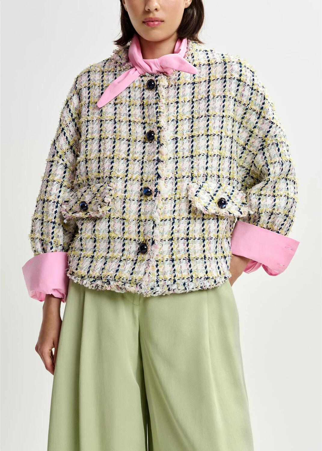 Jayden bouclé jakke - Combo4 Basil Smash